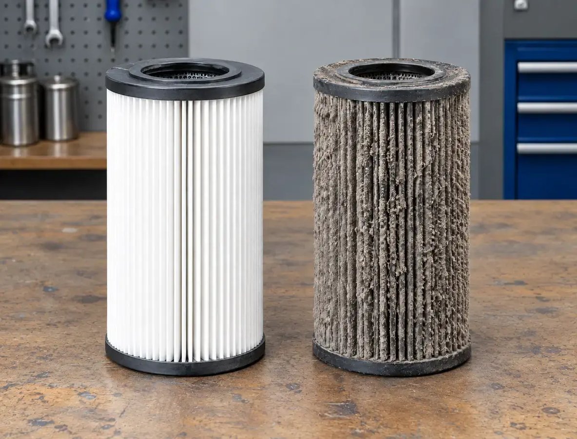 clogged vs new dust collector cartridge filter