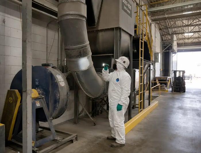 industrial-cleaning-technician-inspecting-dust-collector