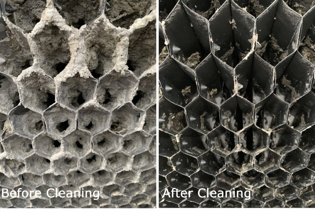 fill pack before and after cleaning