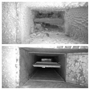 toilet exhaust sytem duct before and after cleaning