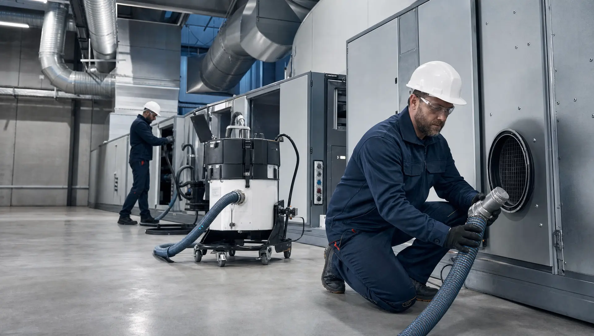 Service-Tech Corporation technicians preparing equipment outside the Cleveland, Ohio headquarters