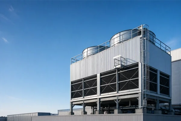 Rooftop cooling tower on a commercial building
