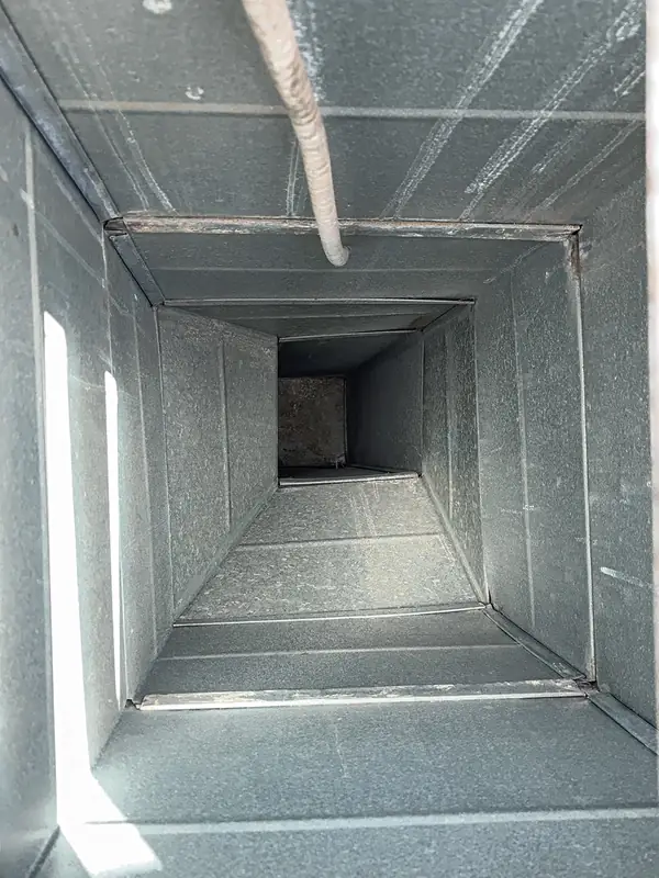After: the same rooftop return duct cleaned after Service-Tech air duct cleaning