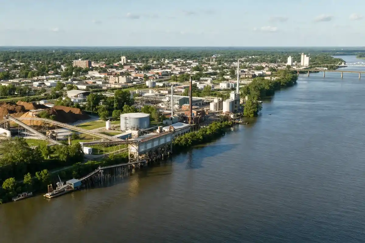 Pine Bluff Arkansas along the Arkansas River industrial corridor, the mill and processing market Service-Tech serves